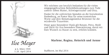 Traueranzeige von Ilse Meyer von KRZ