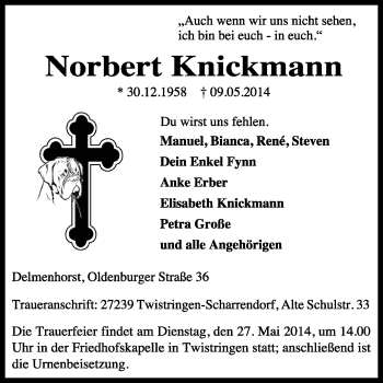 Traueranzeige von Norbert Knickmann von KRZ