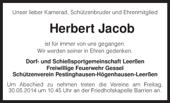 Traueranzeige von Herbert Jacob von KRZ