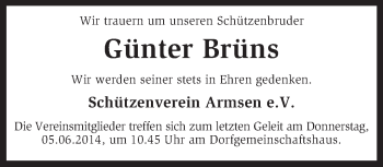 Traueranzeige von Günter Brüns von KRZ