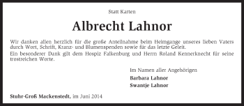 Traueranzeige von Albrecht Lahnor von KRZ