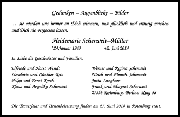Traueranzeige von Heidemarie Scherweit-Müller von KRZ