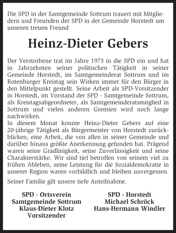 Traueranzeige von Heinz-Dieter Gebers von KRZ