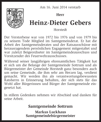 Traueranzeige von Heinz-Dieter Gebers von KRZ