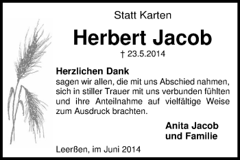 Traueranzeige von Herbert Jacob von KRZ