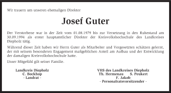 Traueranzeige von Josef Guter von KRZ