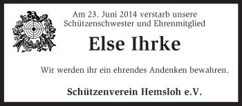 Traueranzeige von Else Ihrke von KRZ