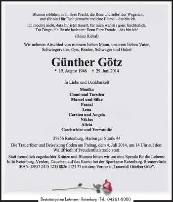 Traueranzeige von Günther Götz von KRZ