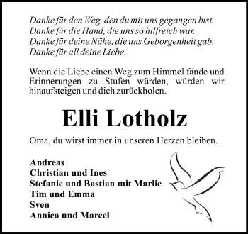 Traueranzeige von Elli Lotholz von KRZ