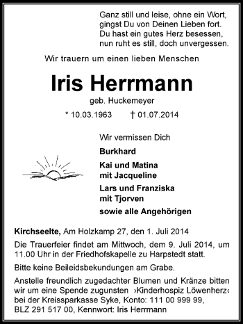 Traueranzeige von Iris Herrmann von KRZ