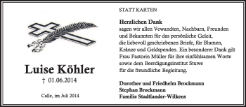 Traueranzeige von Luise Köhler von KRZ