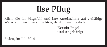 Traueranzeige von Ilse Pflug von KRZ