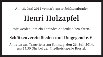 Traueranzeige von Henri Holzapfel von KRZ