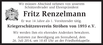 Traueranzeige von Fritz Renzelmann von KRZ