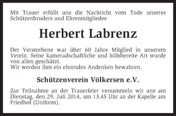 Traueranzeige von Herbert Labrenz von KRZ