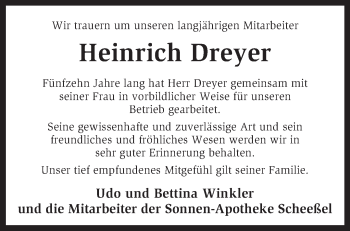 Traueranzeige von Heinrich Dreyer von KRZ