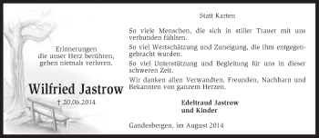 Traueranzeige von Wilfried Jastrow von KRZ