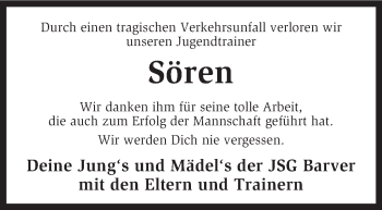 Traueranzeige von Sören  von KRZ