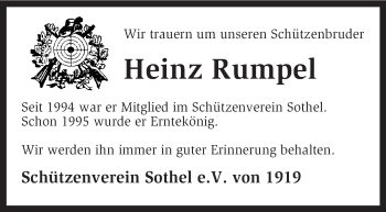 Traueranzeige von Heinz Rumpel von KRZ