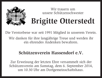 Traueranzeige von Brigitte Otterstedt von KRZ