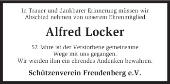 Traueranzeige von Alfred Locker von KRZ