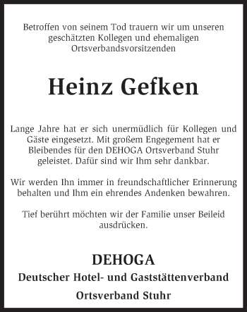 Traueranzeige von Heinz Gefken von KRZ