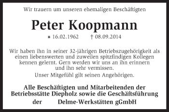 Traueranzeige von Peter Koopmann von KRZ