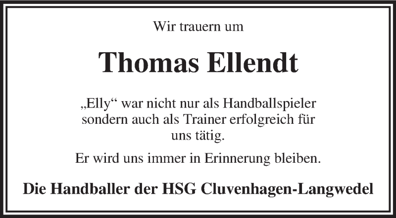  Traueranzeige für Thomas Ellendt vom 27.09.2014 aus KRZ