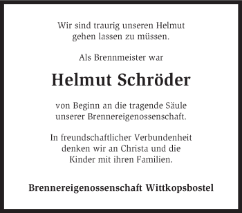 Traueranzeige von Helmut Schröder von KRZ