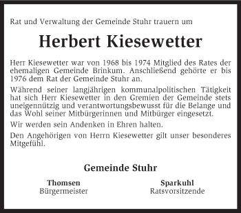 Traueranzeige von Herbert Kiesewetter von KRZ