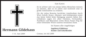 Traueranzeige von Hermann Gildehaus von KREISZEITUNG SYKE