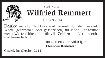 Traueranzeige von Wilfried Remmert von KRZ