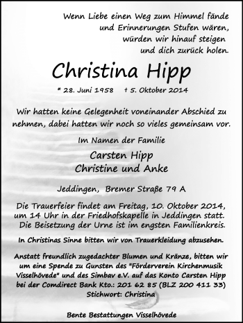 Traueranzeige von Christina Hipp von KRZ