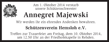 Traueranzeige von Annegret Majewski von KRZ