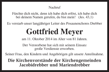 Traueranzeige von Gottfried Meyer von KRZ