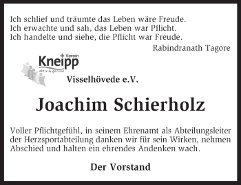 Traueranzeige von Joachim Schierholz von KRZ