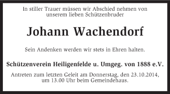 Traueranzeige von Johann Wachendorf von KRZ