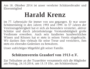 Traueranzeige von Harald Krenz von KRZ