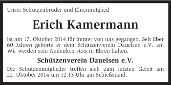 Traueranzeige von Erich Kamermann von KRZ