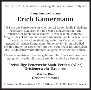 Traueranzeige von Erich Kamermann von KRZ