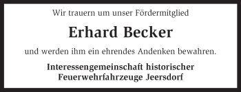 Traueranzeige von Erhard Becker von KRZ