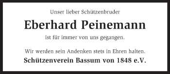 Traueranzeige von Eberhard Peinemann von KRZ