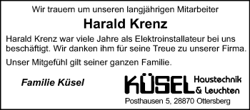 Traueranzeige von Harald Krenz von KRZ