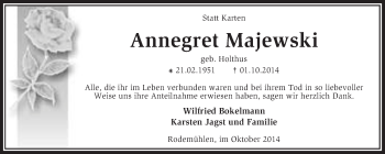 Traueranzeige von Annegret Majewski von KRZ