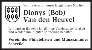 Traueranzeige von Dionys Van den Heuvel von KRZ