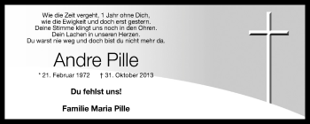 Traueranzeige von Andre Pille von KRZ