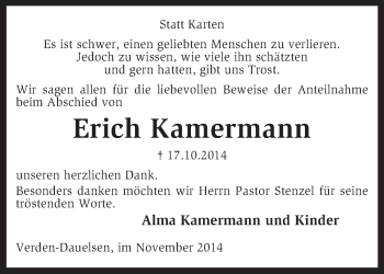 Traueranzeige von Erich Kamermann von KRZ