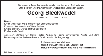 Traueranzeige von Georg Bleckwedel von KRZ