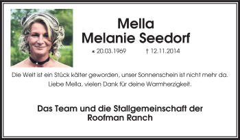 Traueranzeige von Melanie Seedorf von KRZ