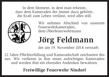 Traueranzeige von Jörg Feldmann von KRZ